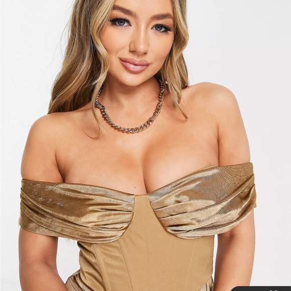 NWT ASOS Bronze Midi Corset Dress - Picture 3 of 8